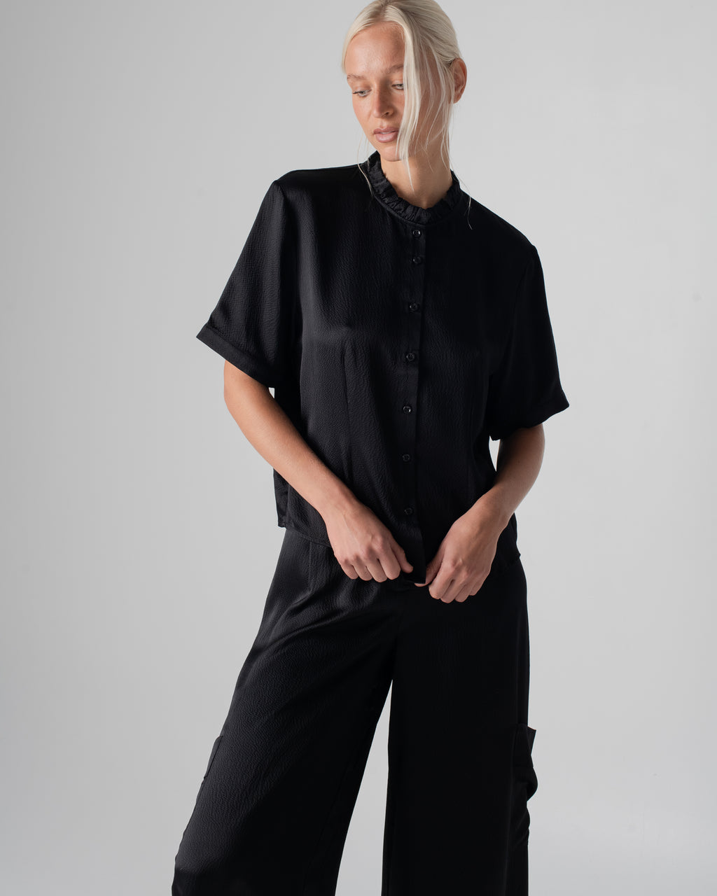 Hammered Silk Frill Shirt