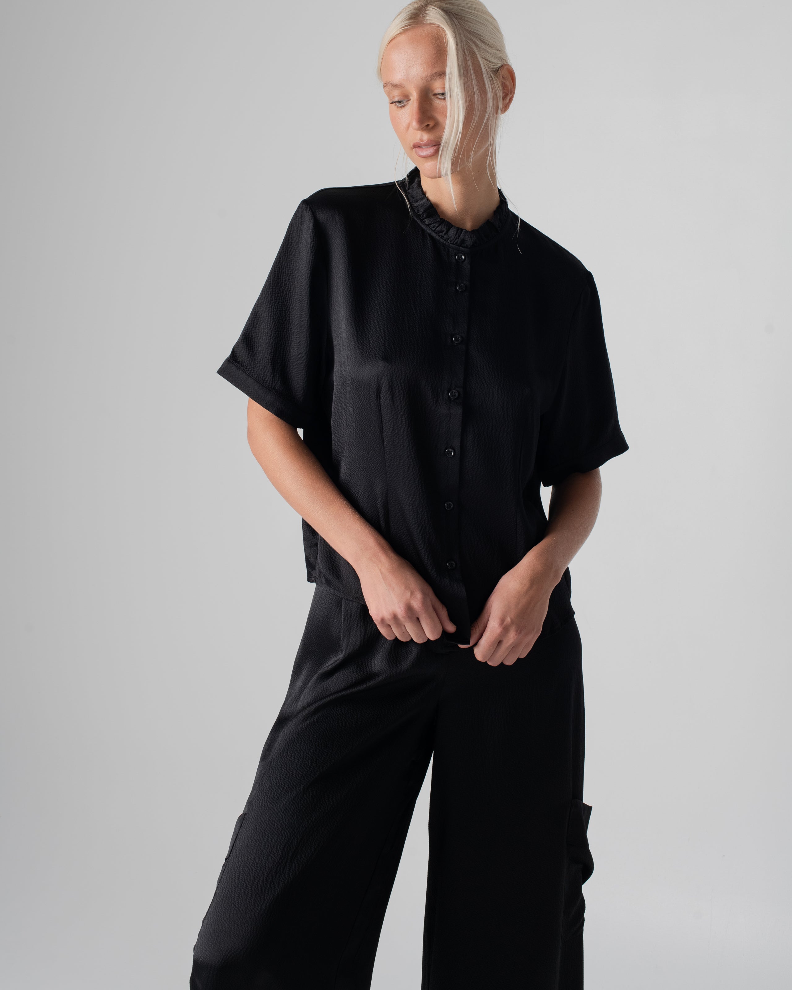 Hammered Silk Frill Shirt