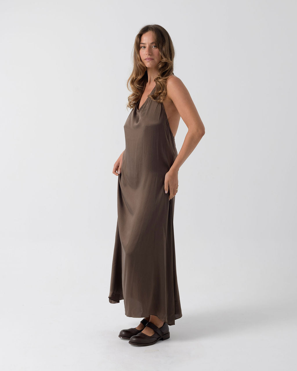 Silk V-neck Halter Dress