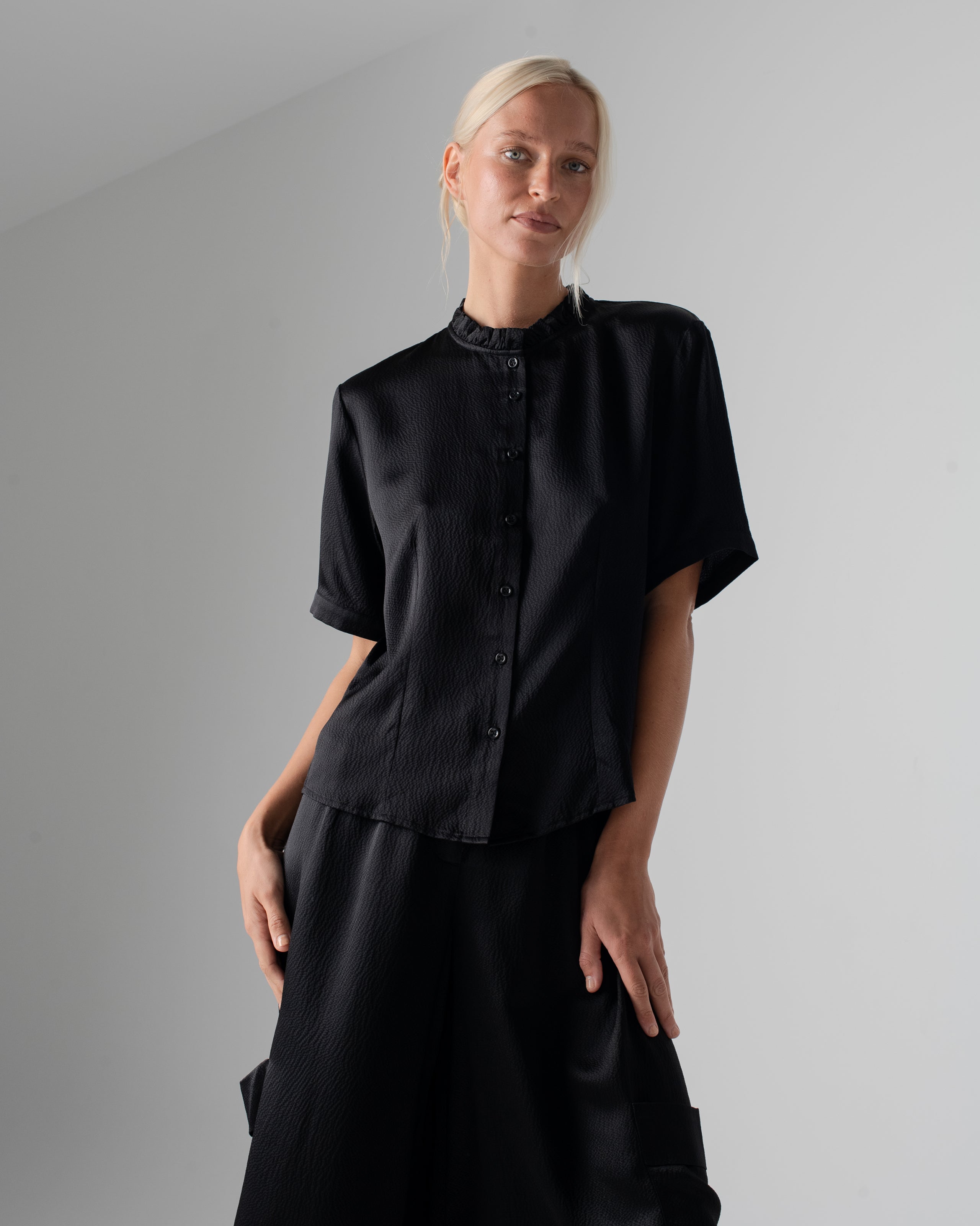 Hammered Silk Frill Shirt
