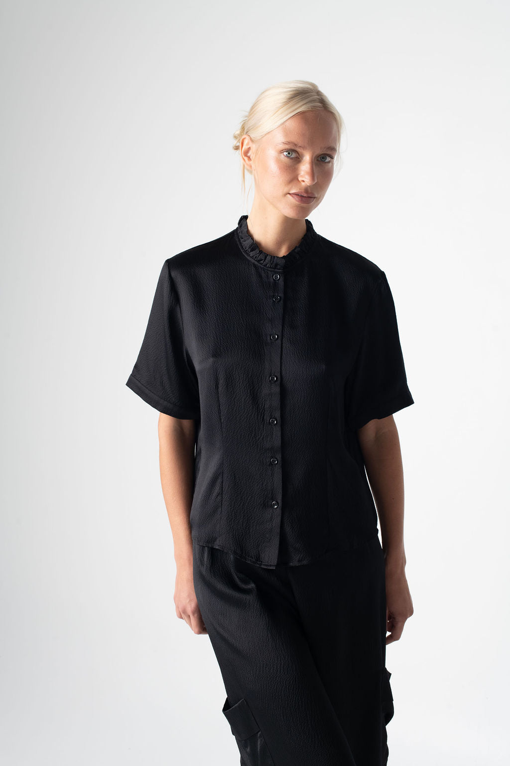 Hammered Silk Frill Shirt