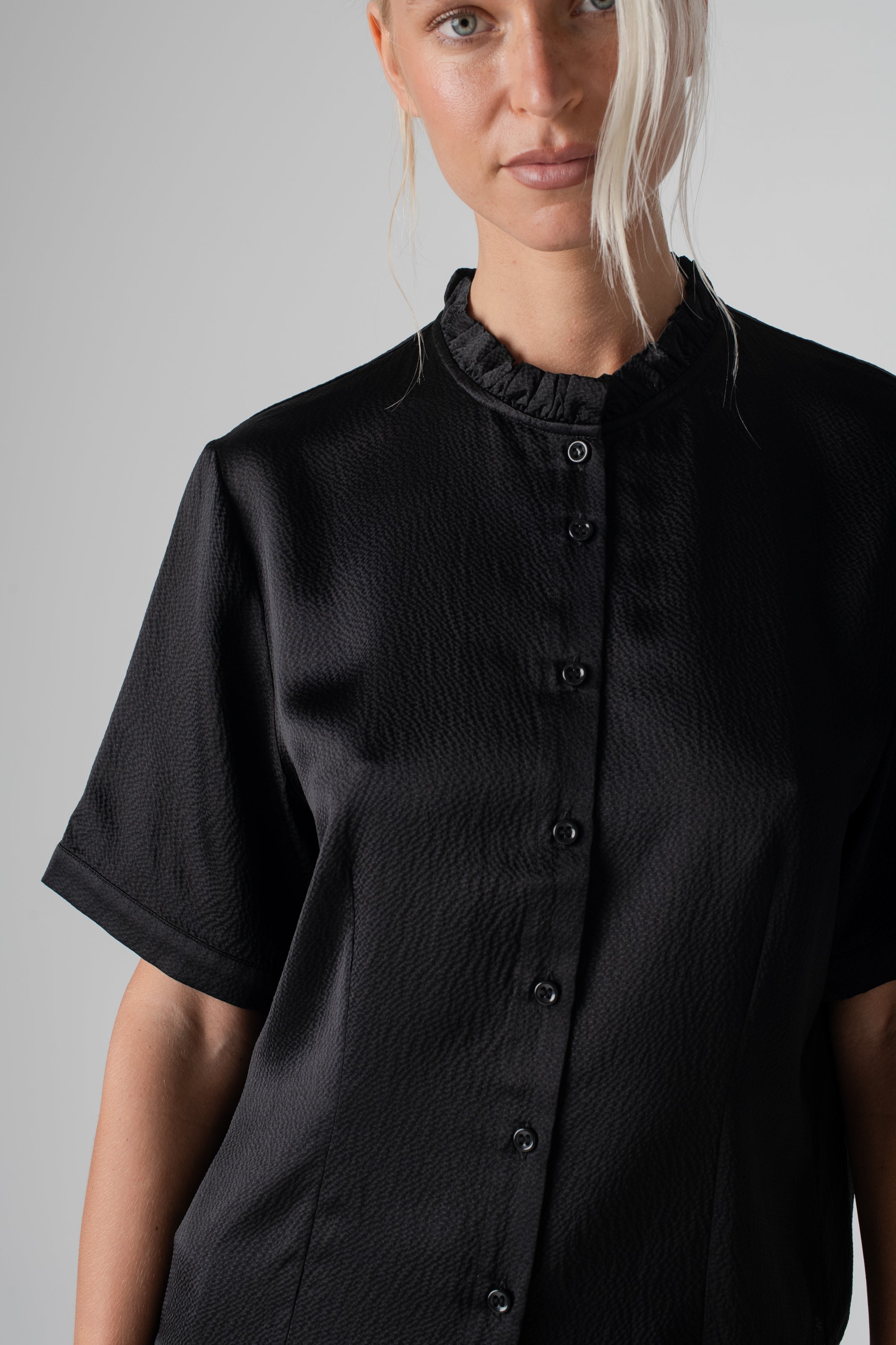 Hammered Silk Frill Shirt