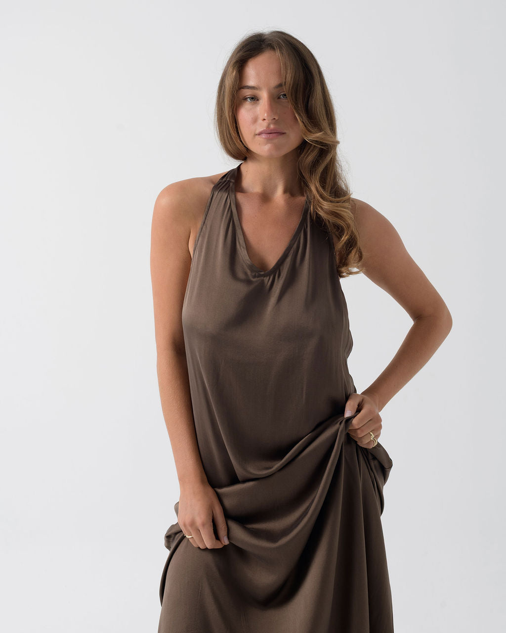 Silk V-neck Halter Dress