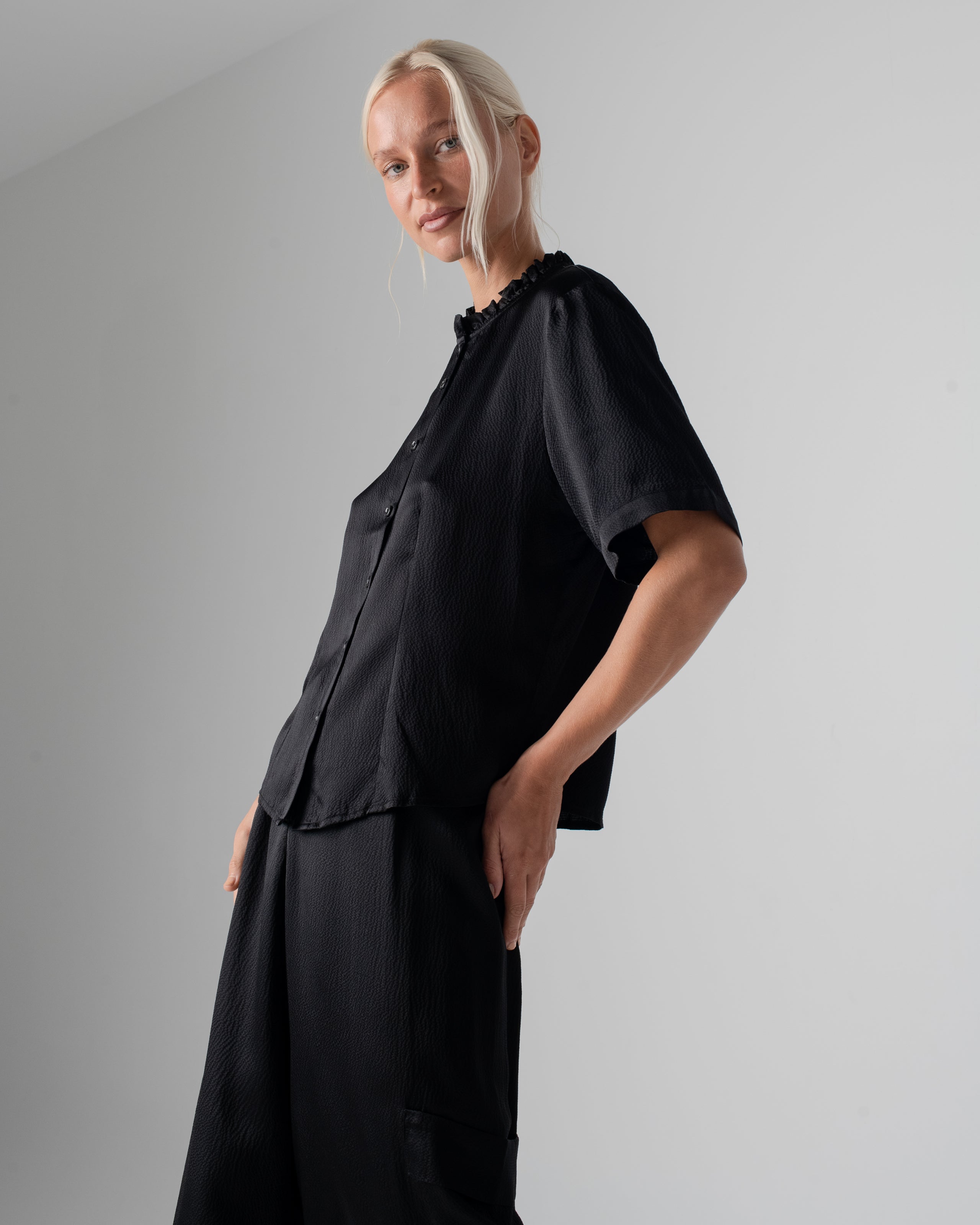 Hammered Silk Frill Shirt