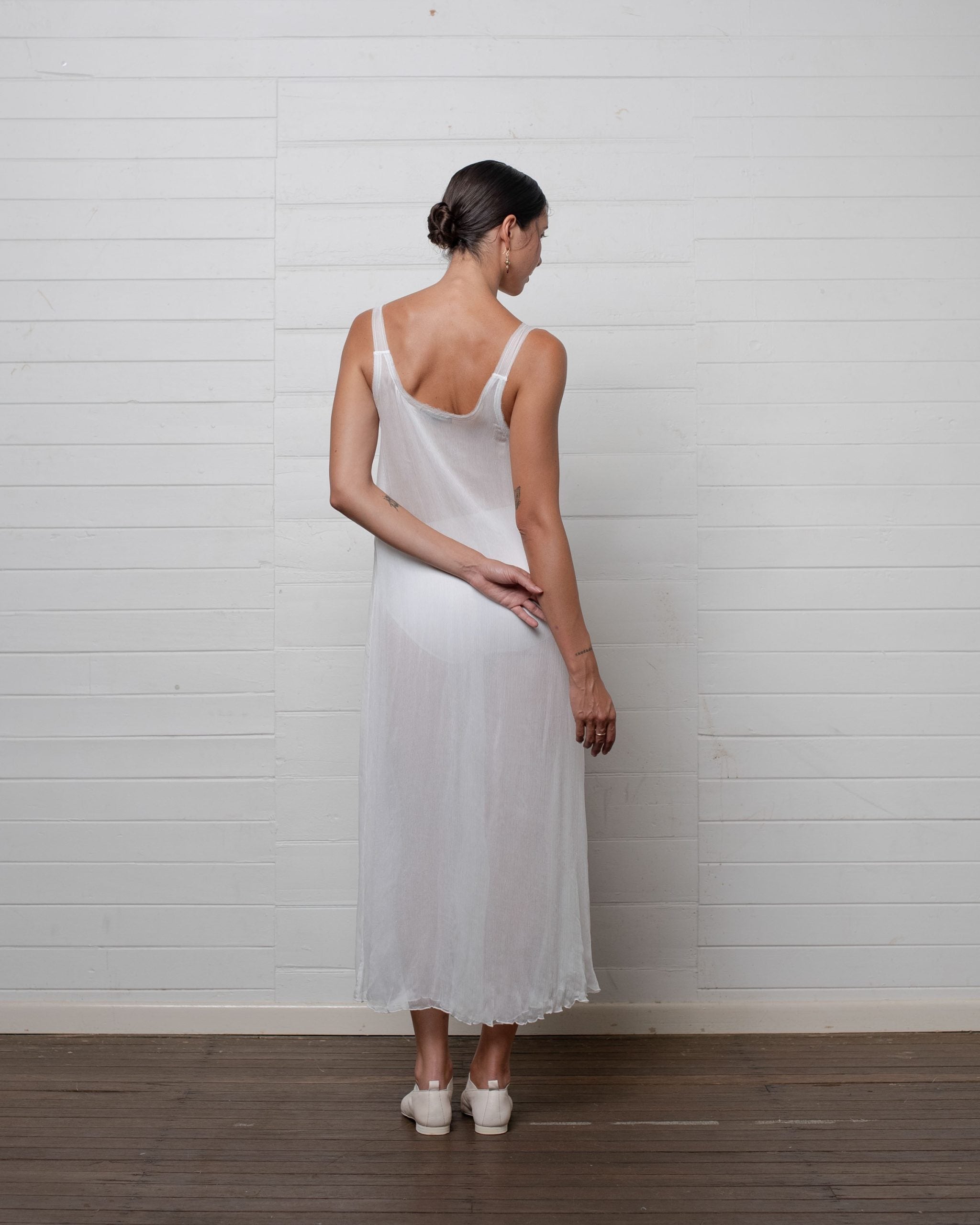 TANK DRESS CRINKLE CHIFFON WHITE