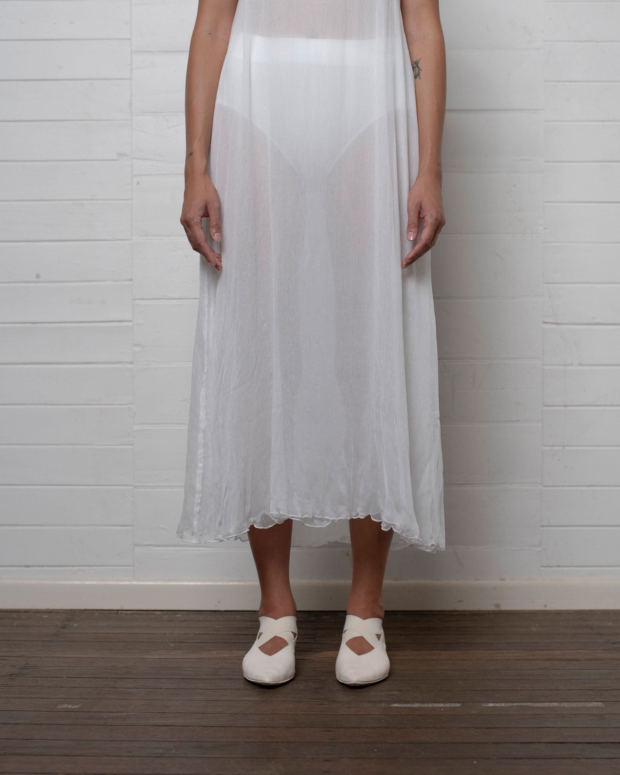 TANK DRESS CRINKLE CHIFFON WHITE