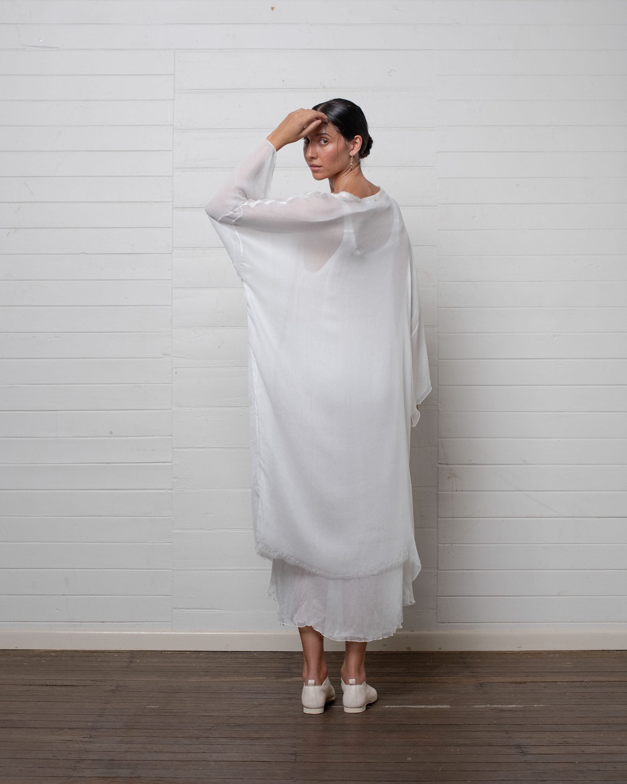 TUNIC CRINKLE CHIFFON WHITE