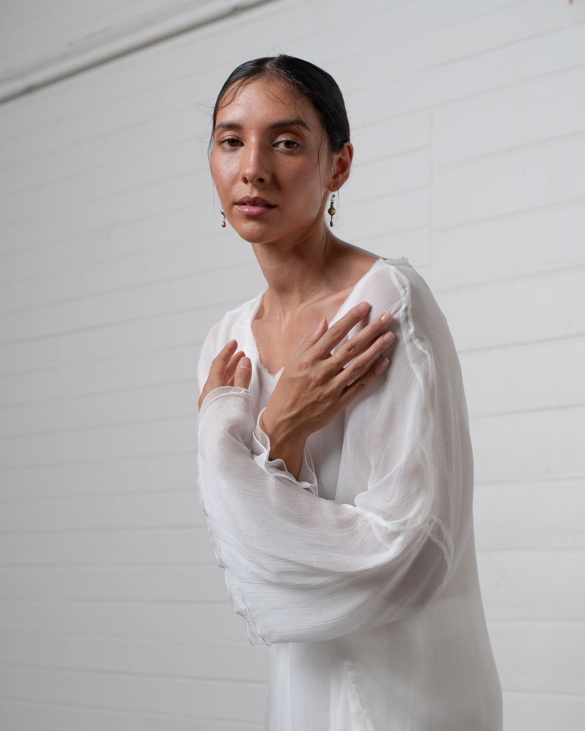 TUNIC CRINKLE CHIFFON WHITE