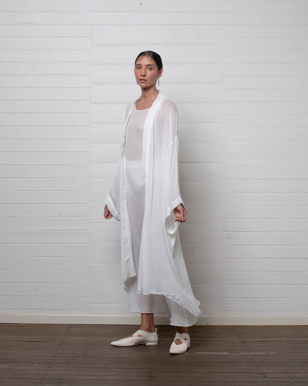 ROBE CRINKLE CHIFFON WHITE