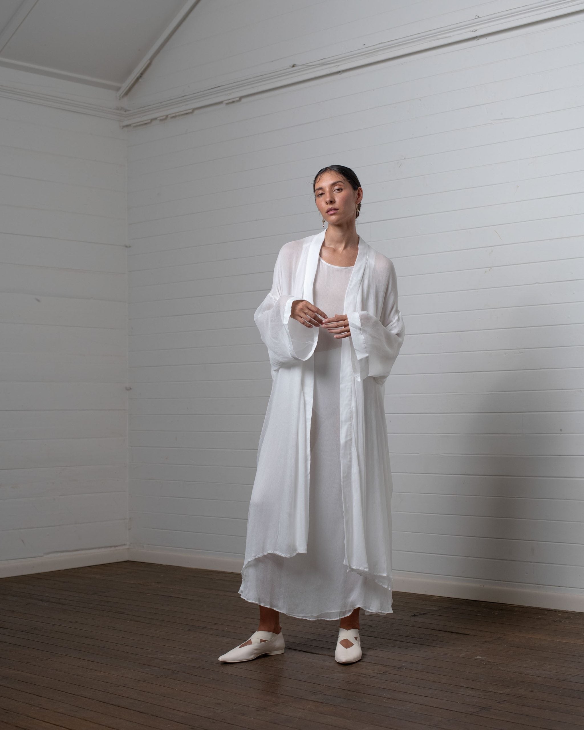 ROBE CRINKLE CHIFFON WHITE