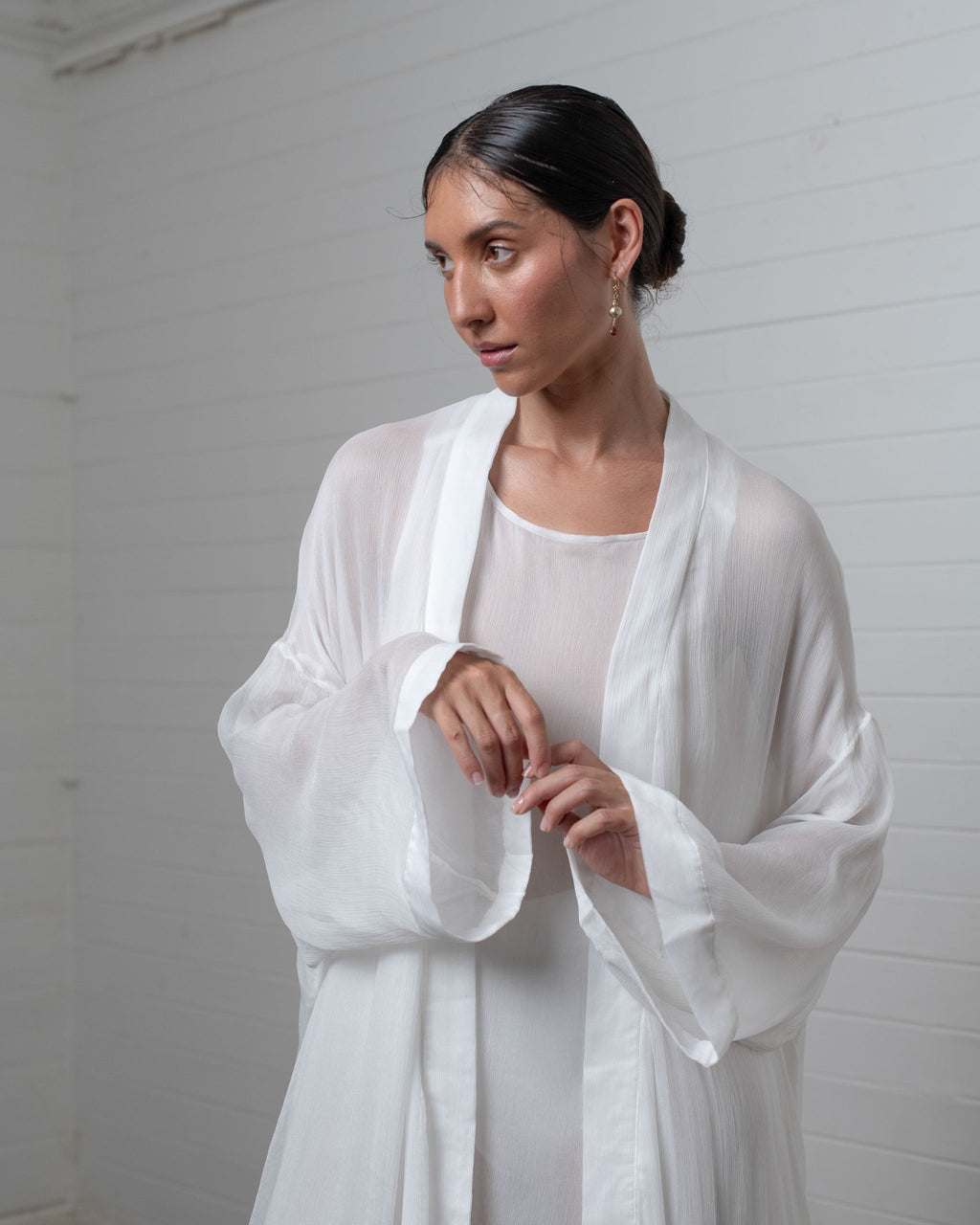 ROBE CRINKLE CHIFFON WHITE