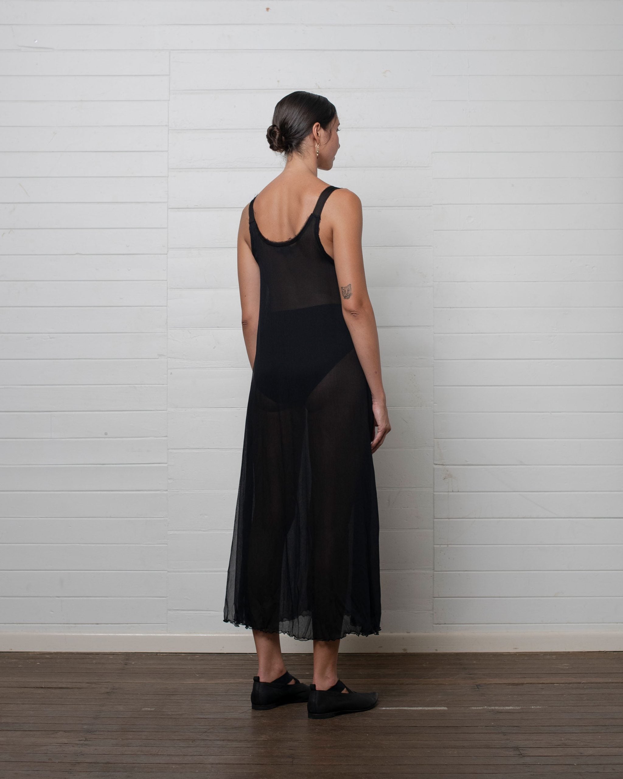 TANK DRESS CRINKLE CHIFFON BLACK