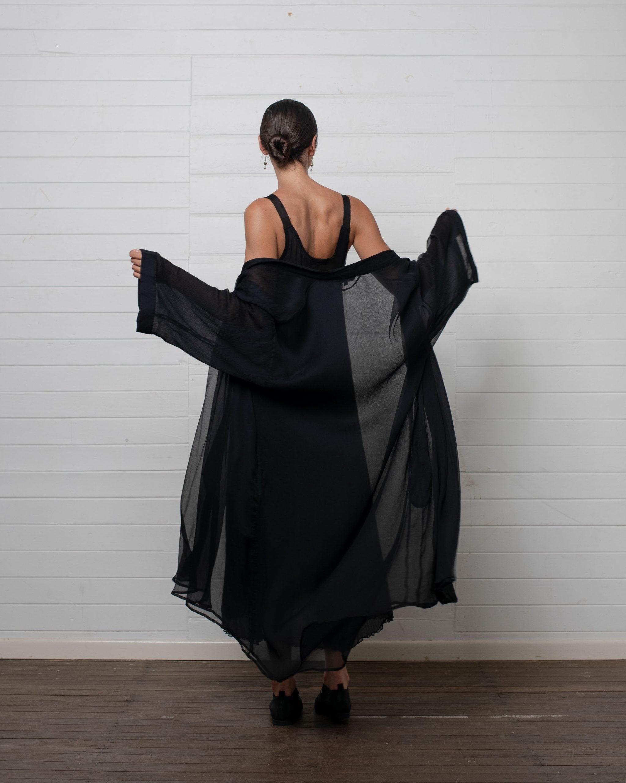 ROBE CRINKLE CHIFFON BLACK