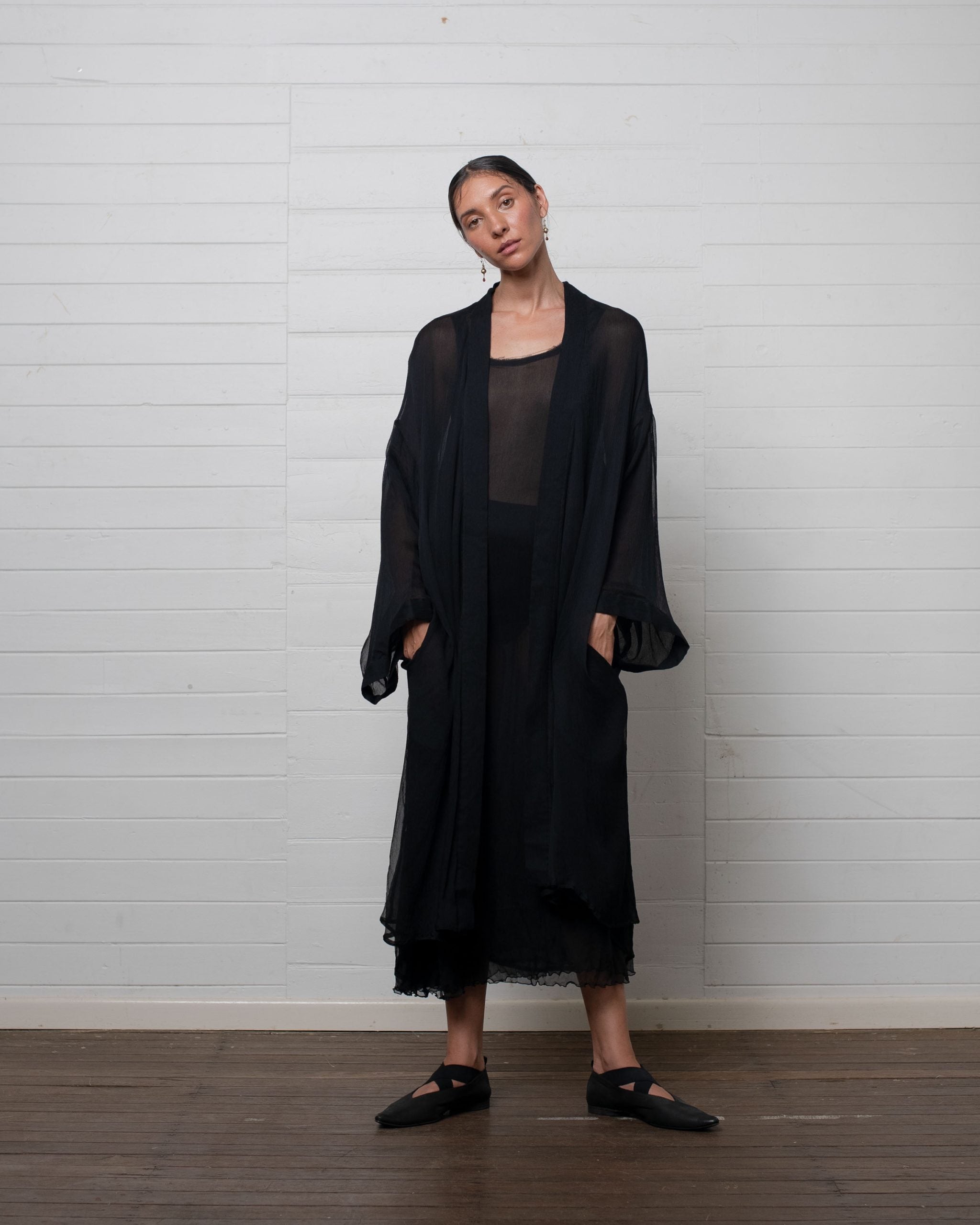 ROBE CRINKLE CHIFFON BLACK
