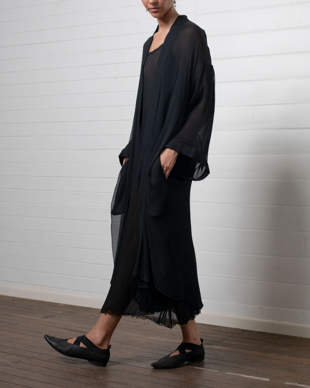 ROBE CRINKLE CHIFFON BLACK