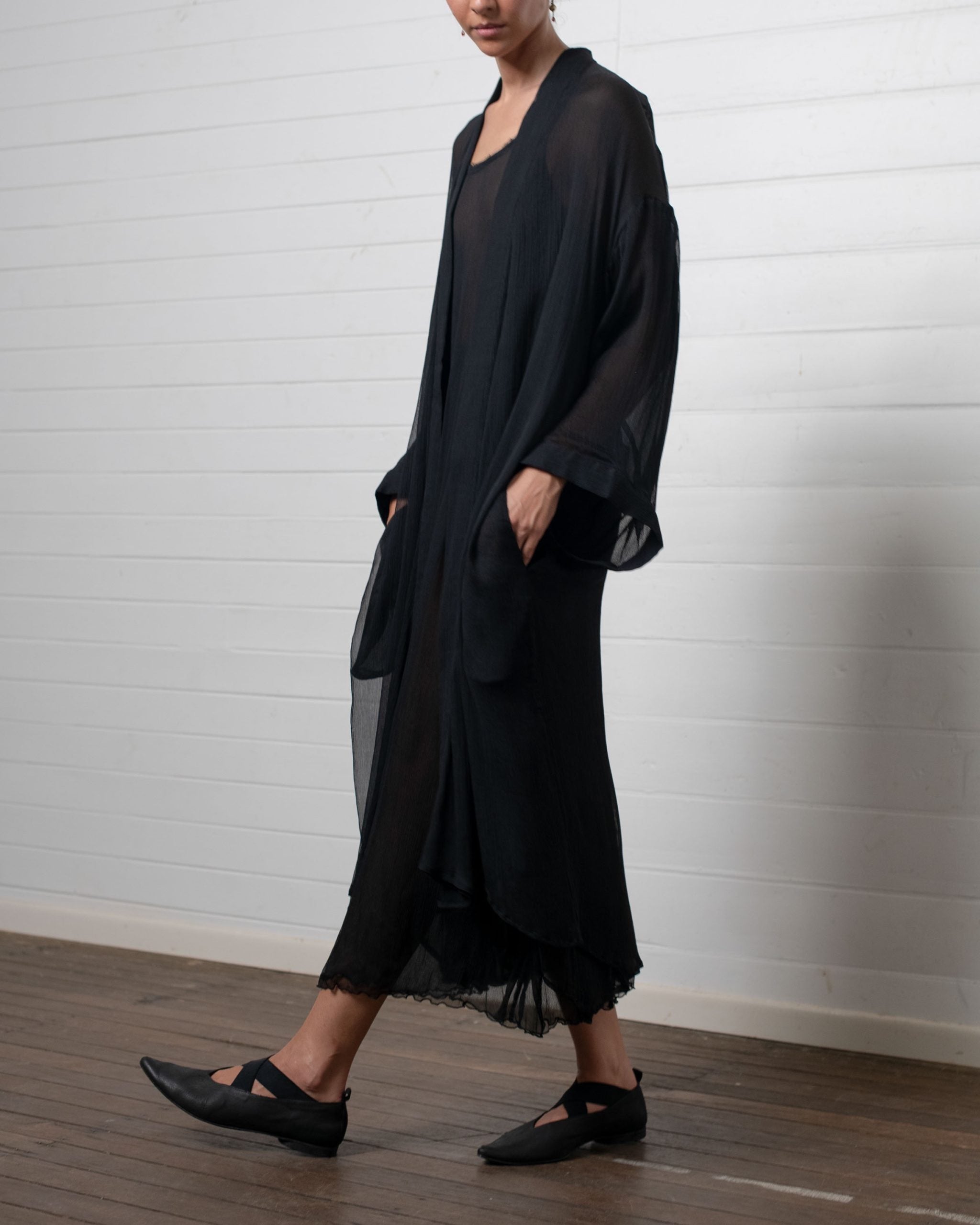 ROBE CRINKLE CHIFFON BLACK
