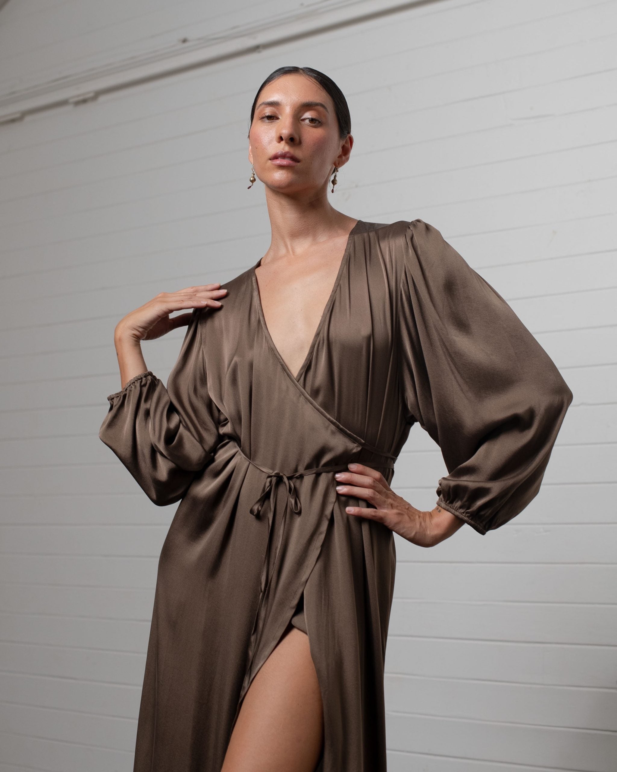 WRAP DRESS HAZELNUT