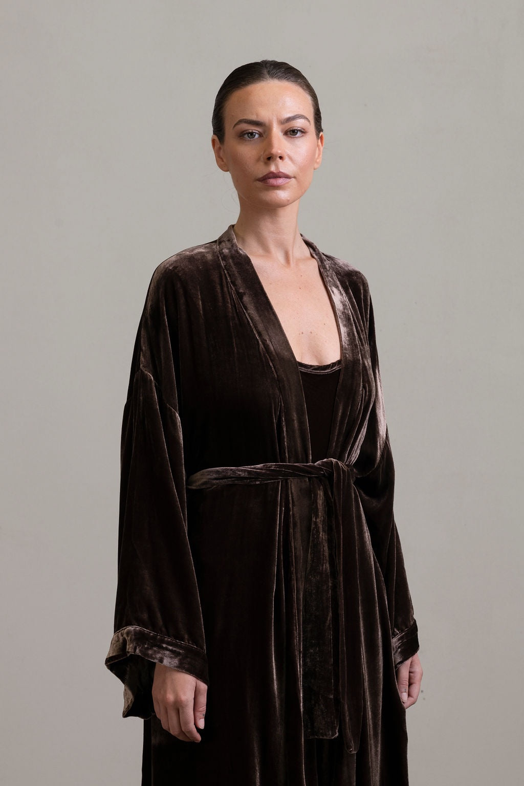 Silk Velvet Robe ~ Moka