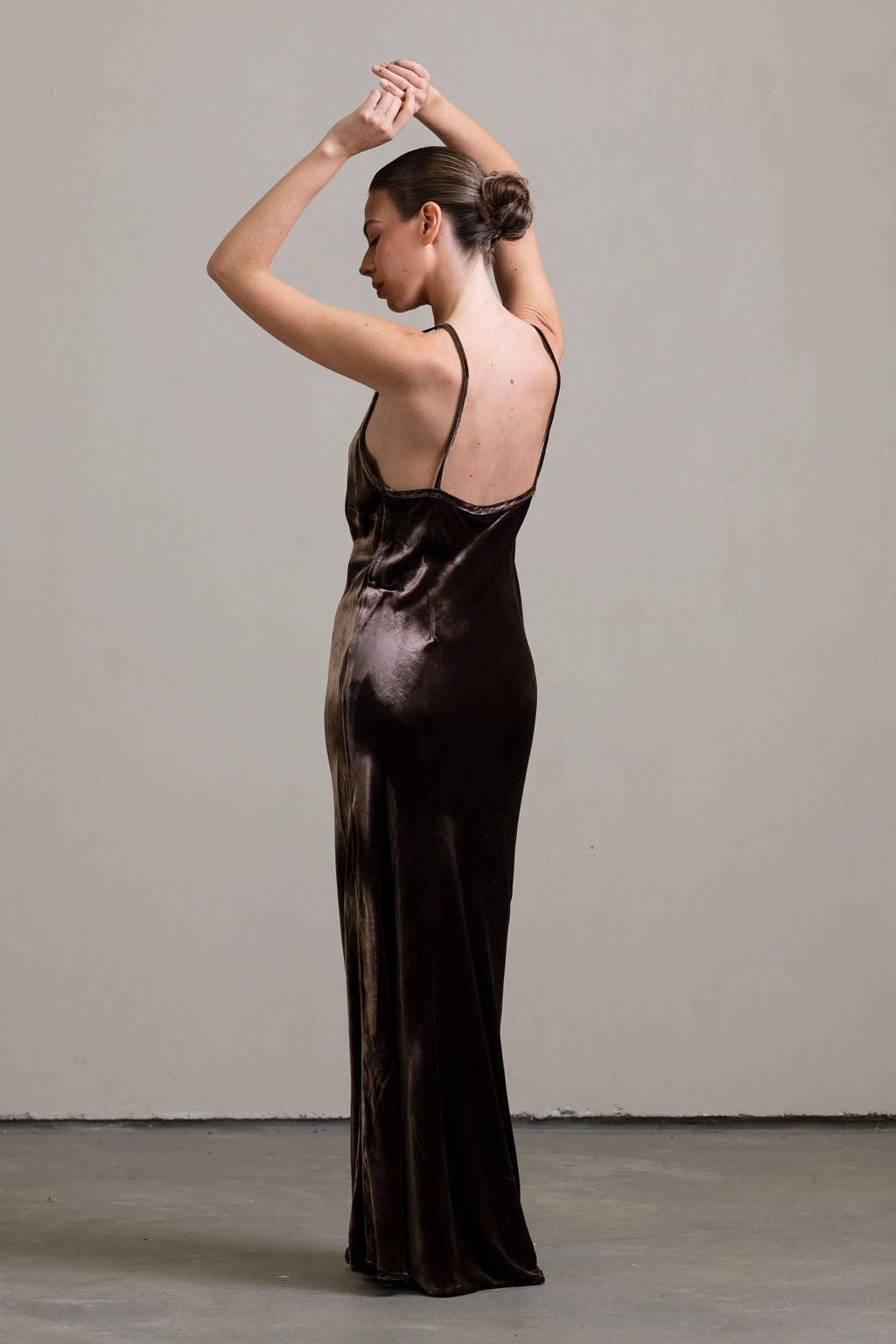 Silk Velvet Bias Slip ~ Moka