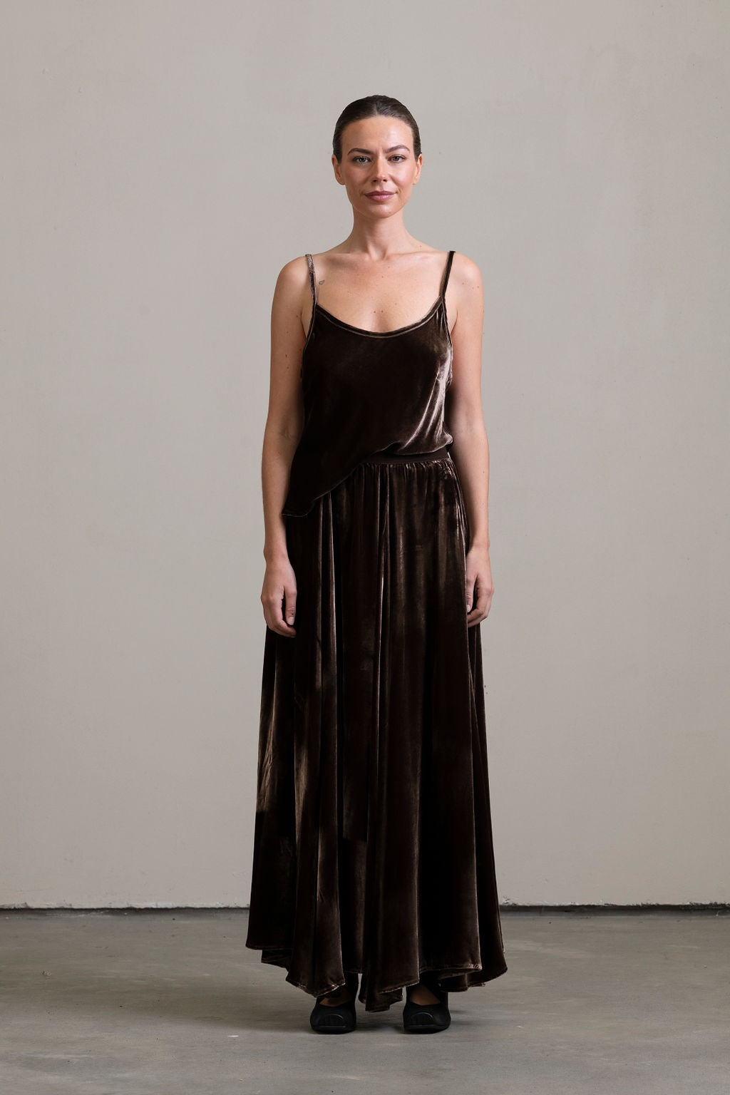 Silk Velvet Skirt ~ Moka