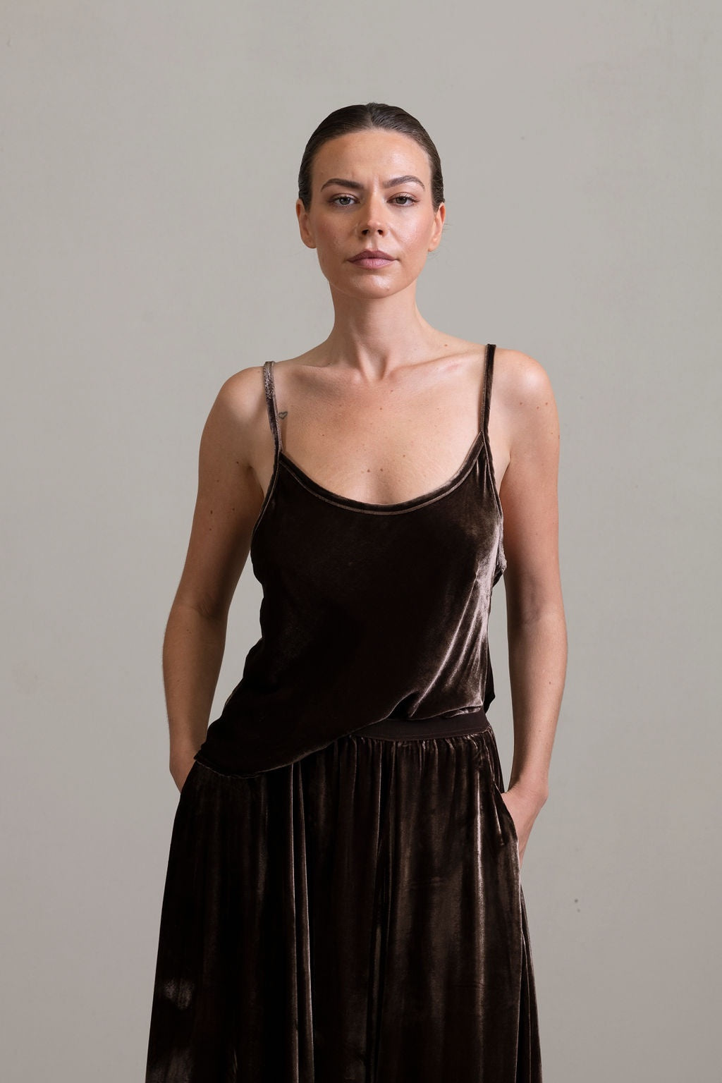 Silk Velvet Camisole ~ Moka