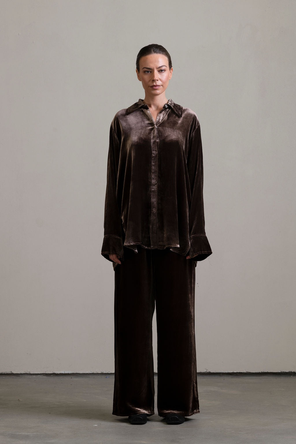 Silk Velvet Shirt ~ Moka