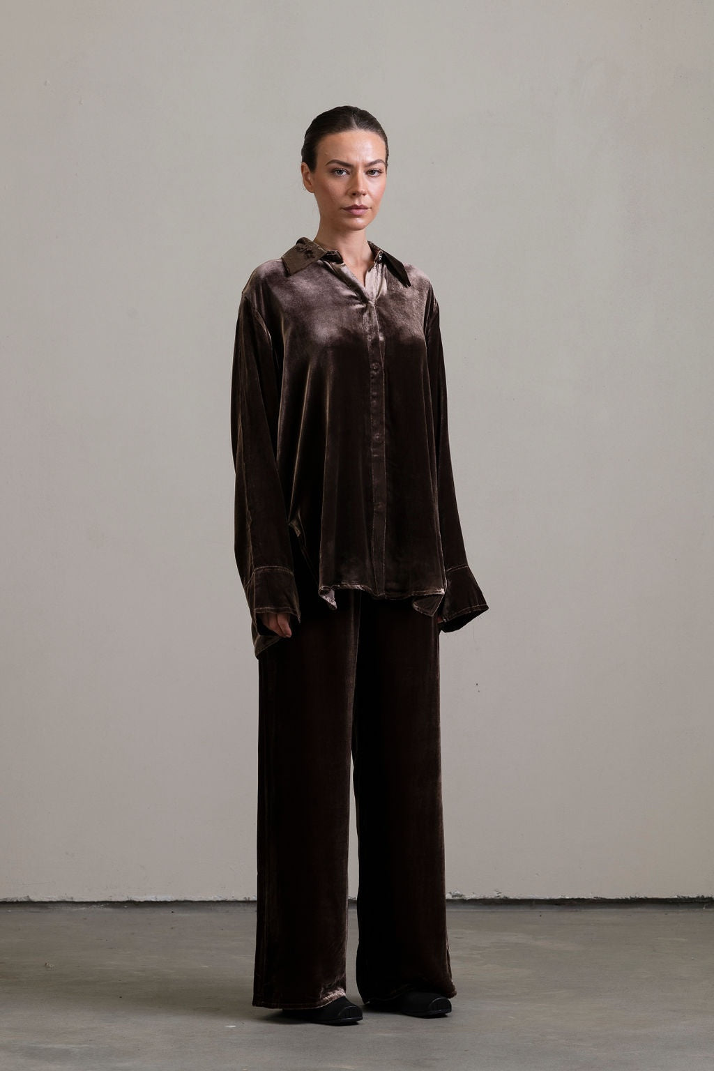 Silk Velvet Pant ~ Moka