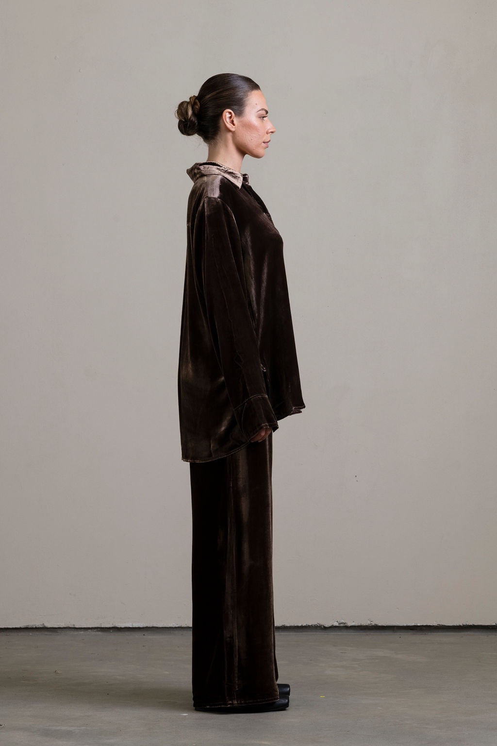 Silk Velvet Shirt ~ Moka