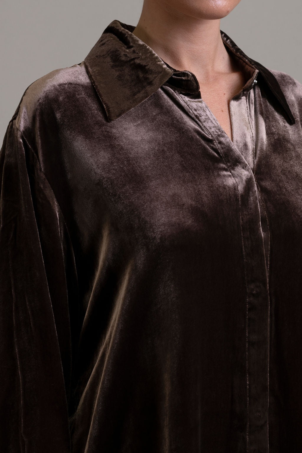 Silk Velvet Shirt ~ Moka