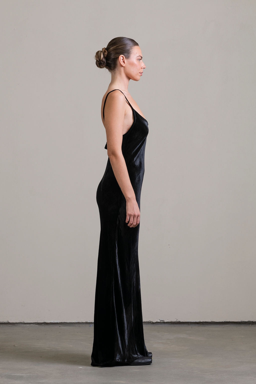 Silk Velvet Bias Slip ~ Noir
