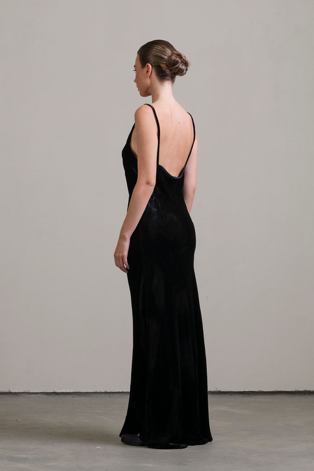 Silk Velvet Bias Slip ~ Noir