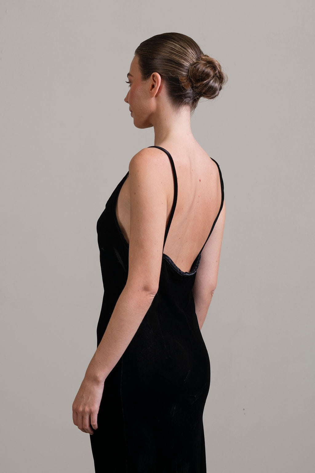 Silk Velvet Bias Slip ~ Noir