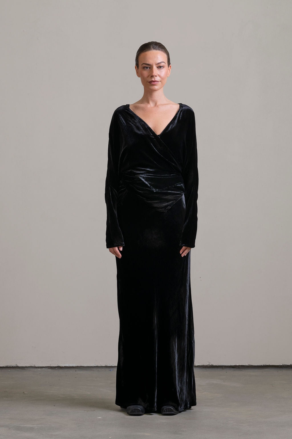 Silk Velvet Wrap Top ~ Noir