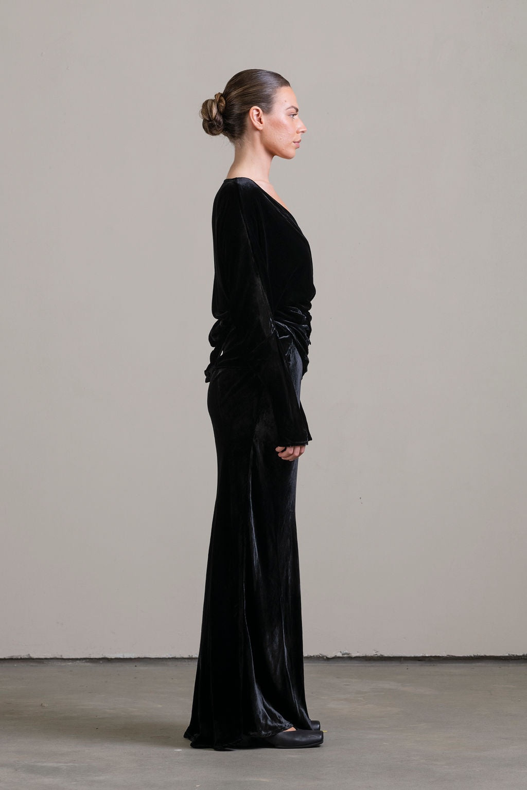 Silk Velvet Wrap Top ~ Noir