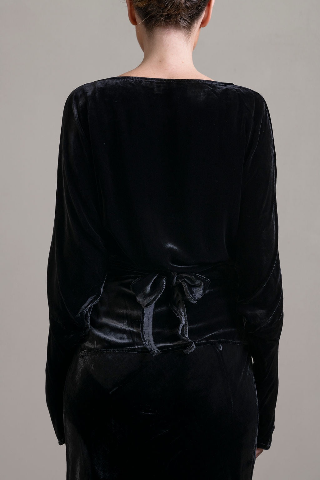 Silk Velvet Wrap Top ~ Noir