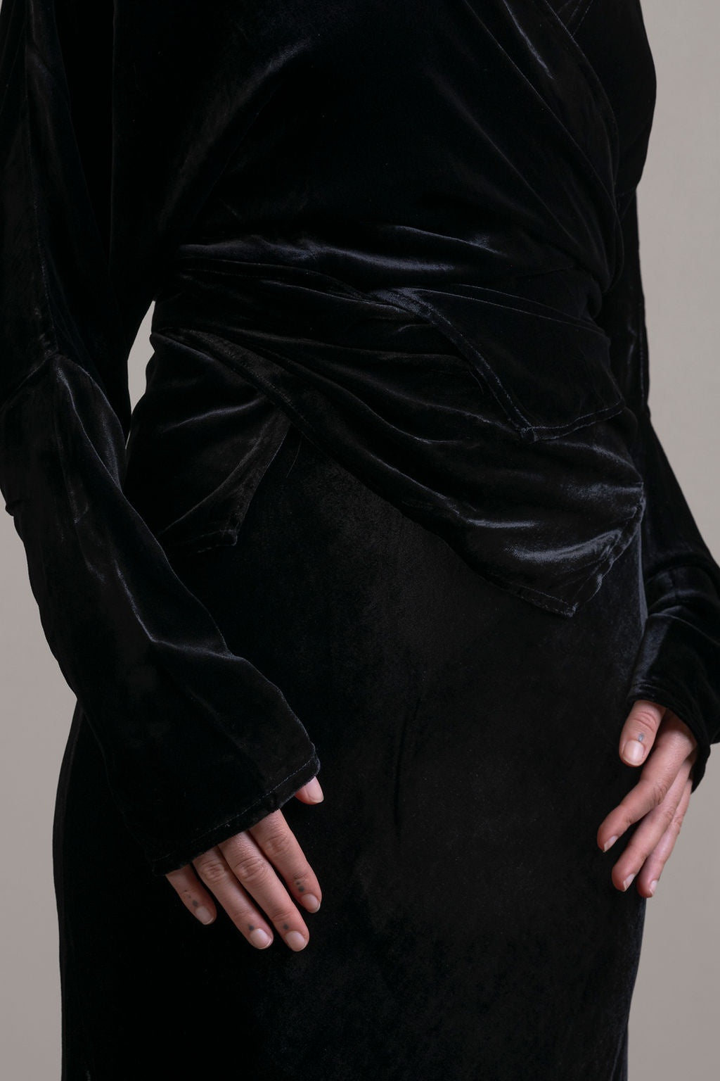 Silk Velvet Wrap Top ~ Noir