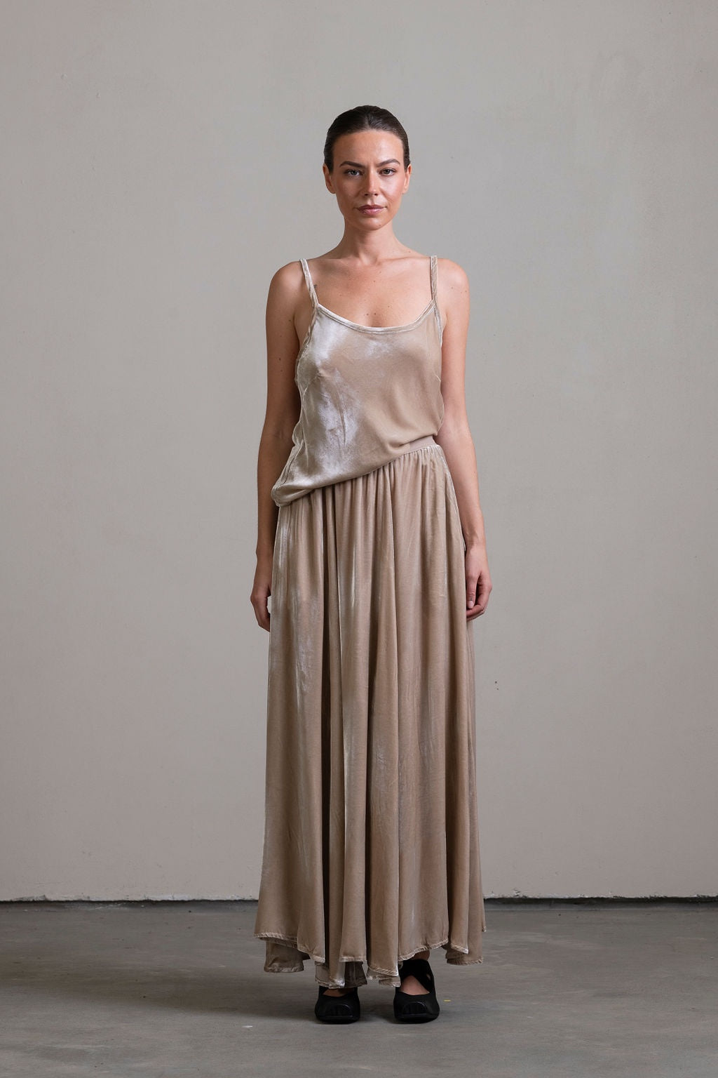 Silk Velvet Camisole ~ Stone