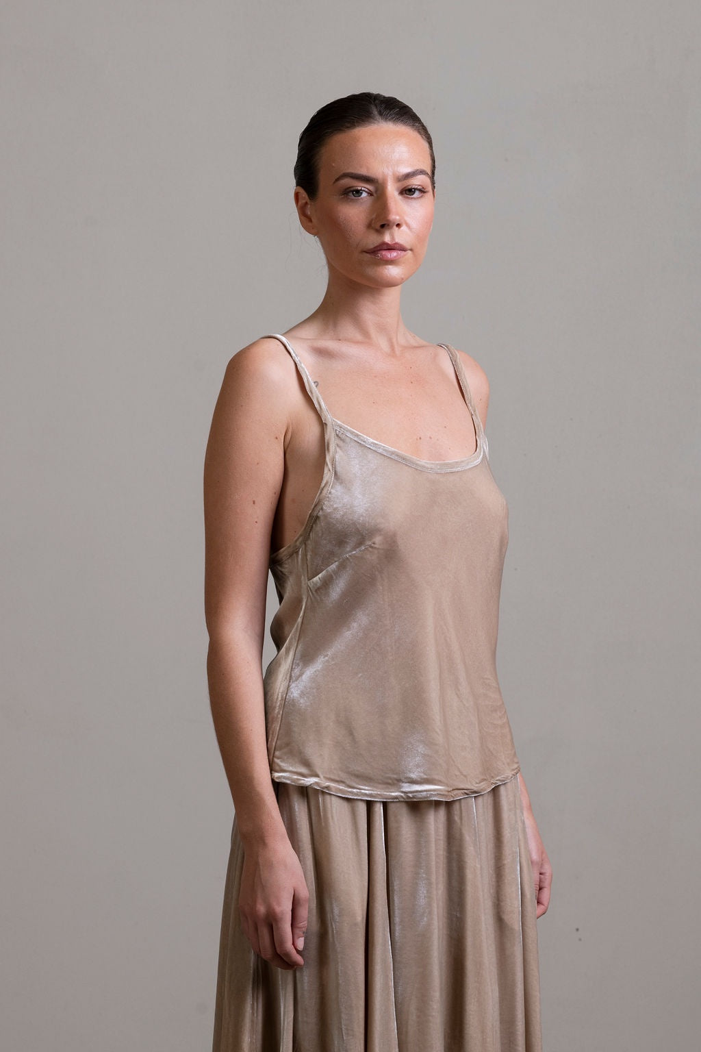 Silk Velvet Camisole ~ Stone
