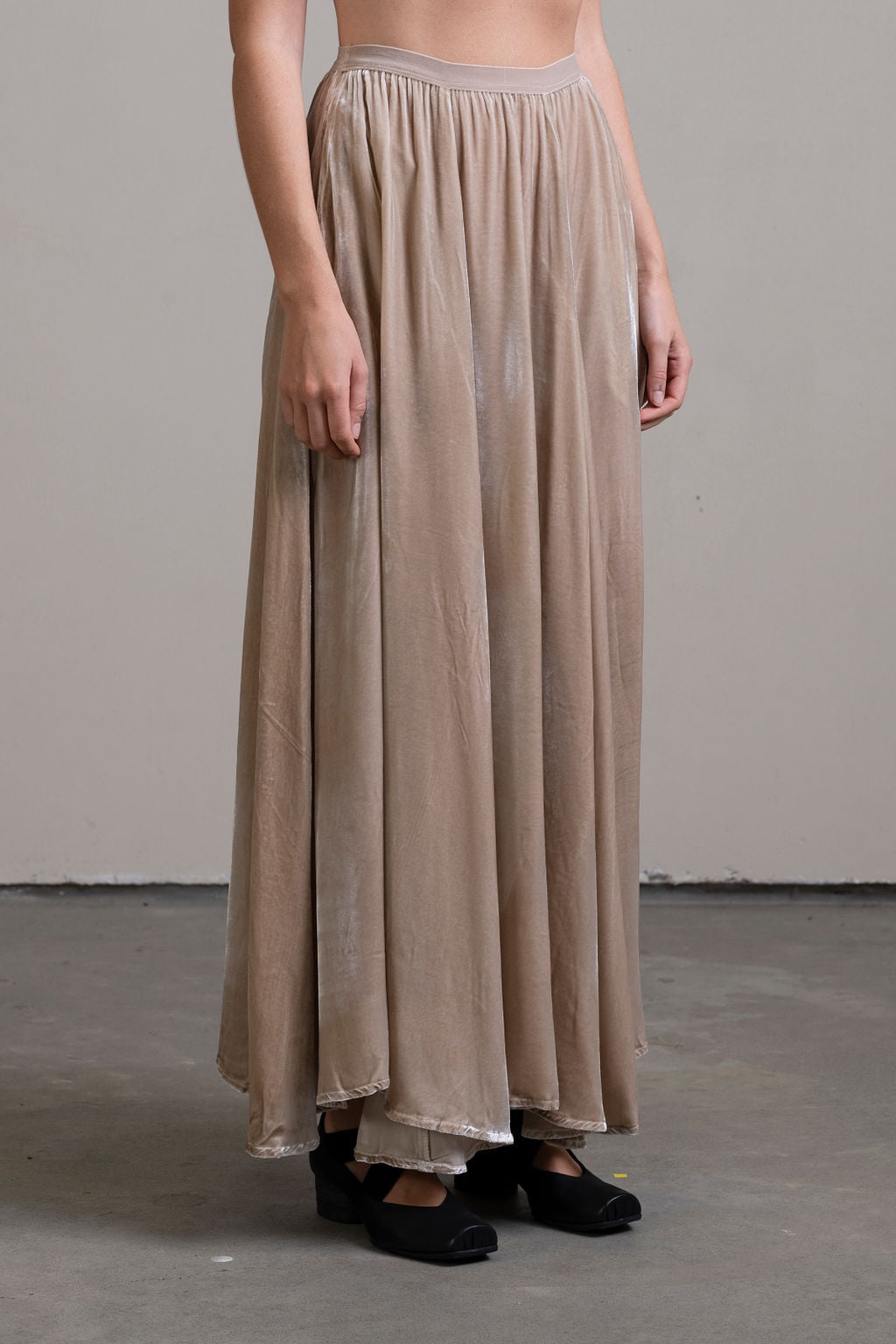 Silk Velvet Skirt ~ Stone