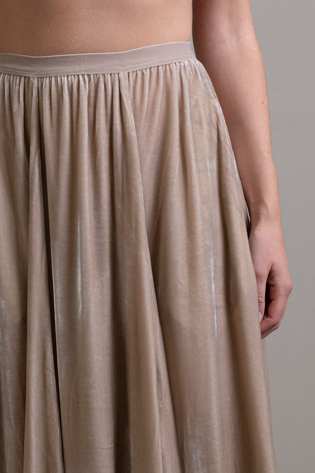 Silk Velvet Skirt ~ Stone