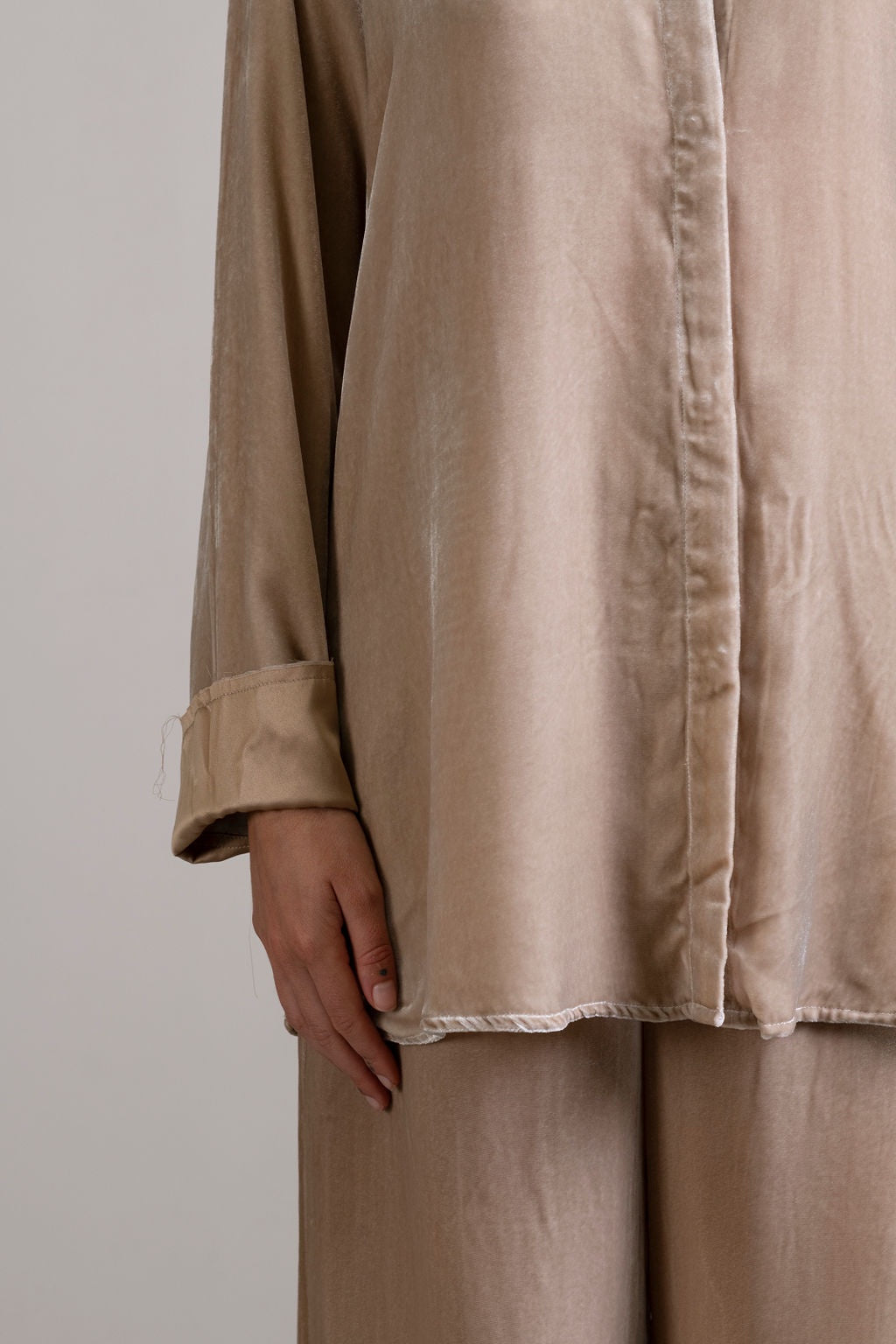 Silk Velvet Shirt ~ Stone