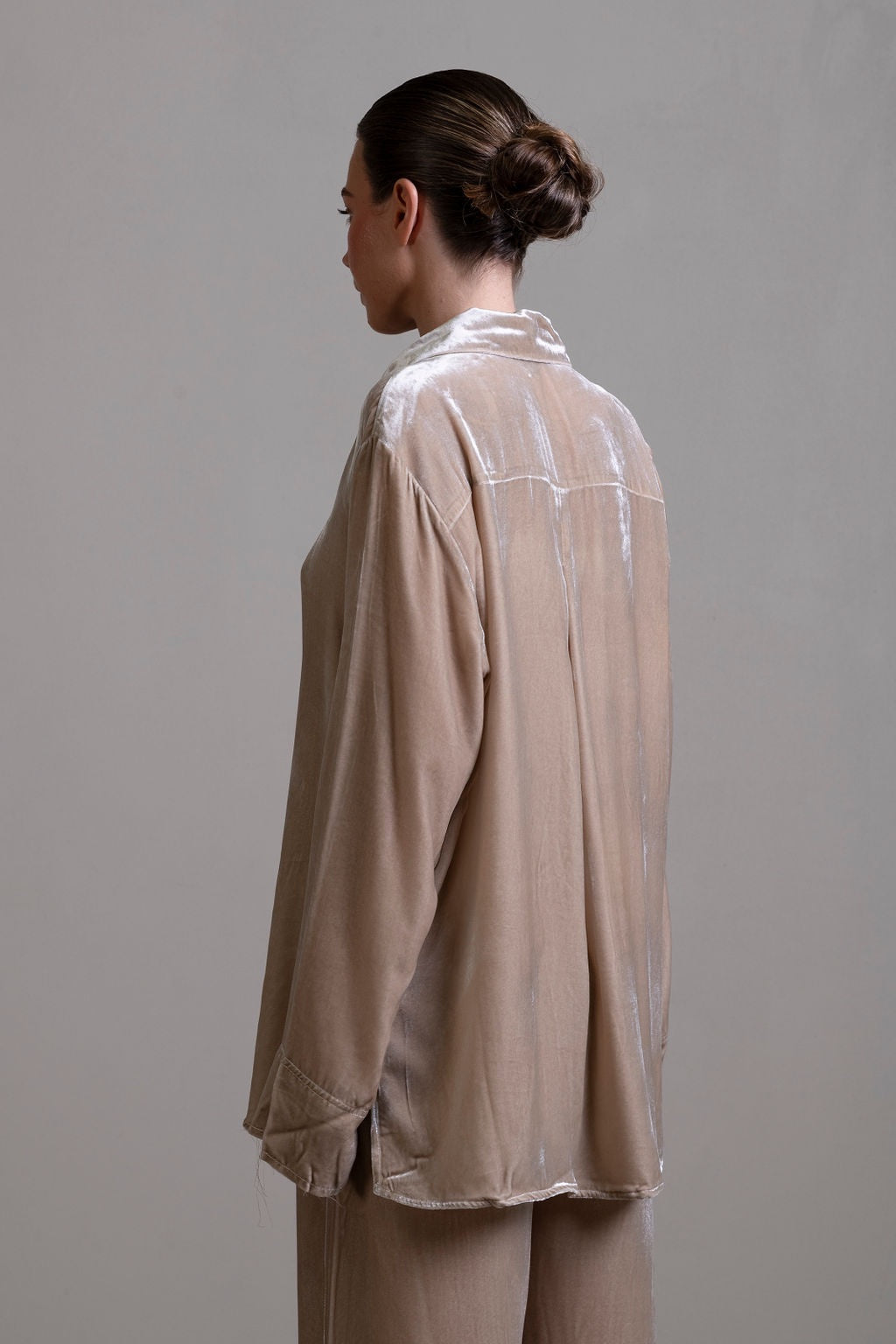 Silk Velvet Shirt ~ Stone