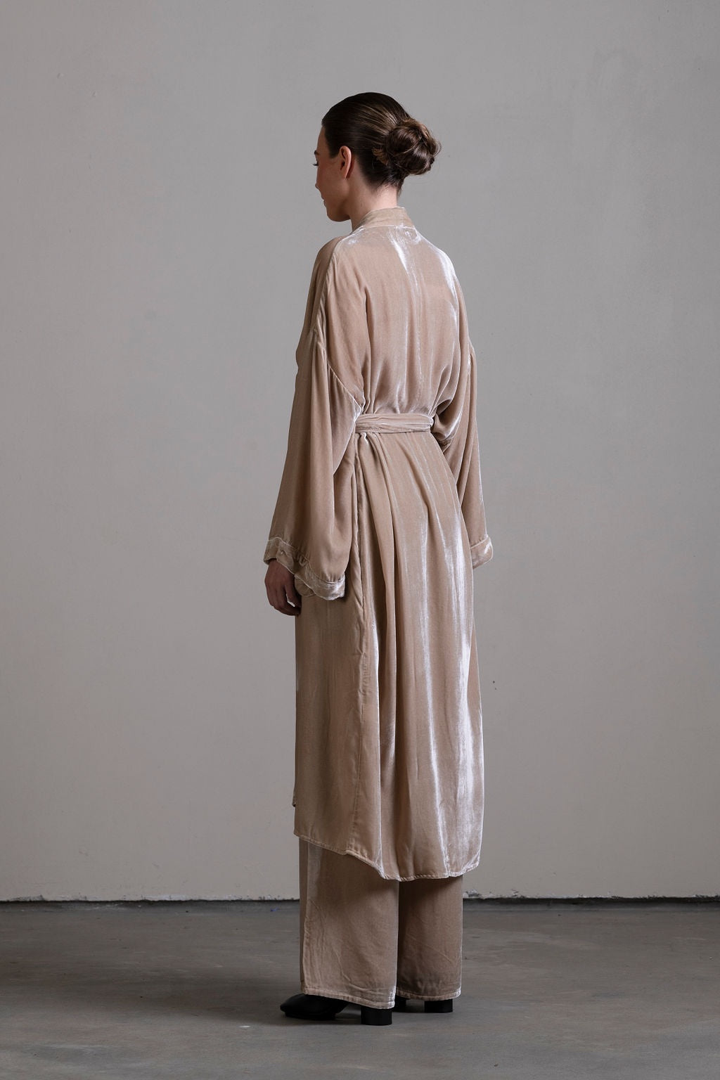 Silk Velvet Robe ~ Stone