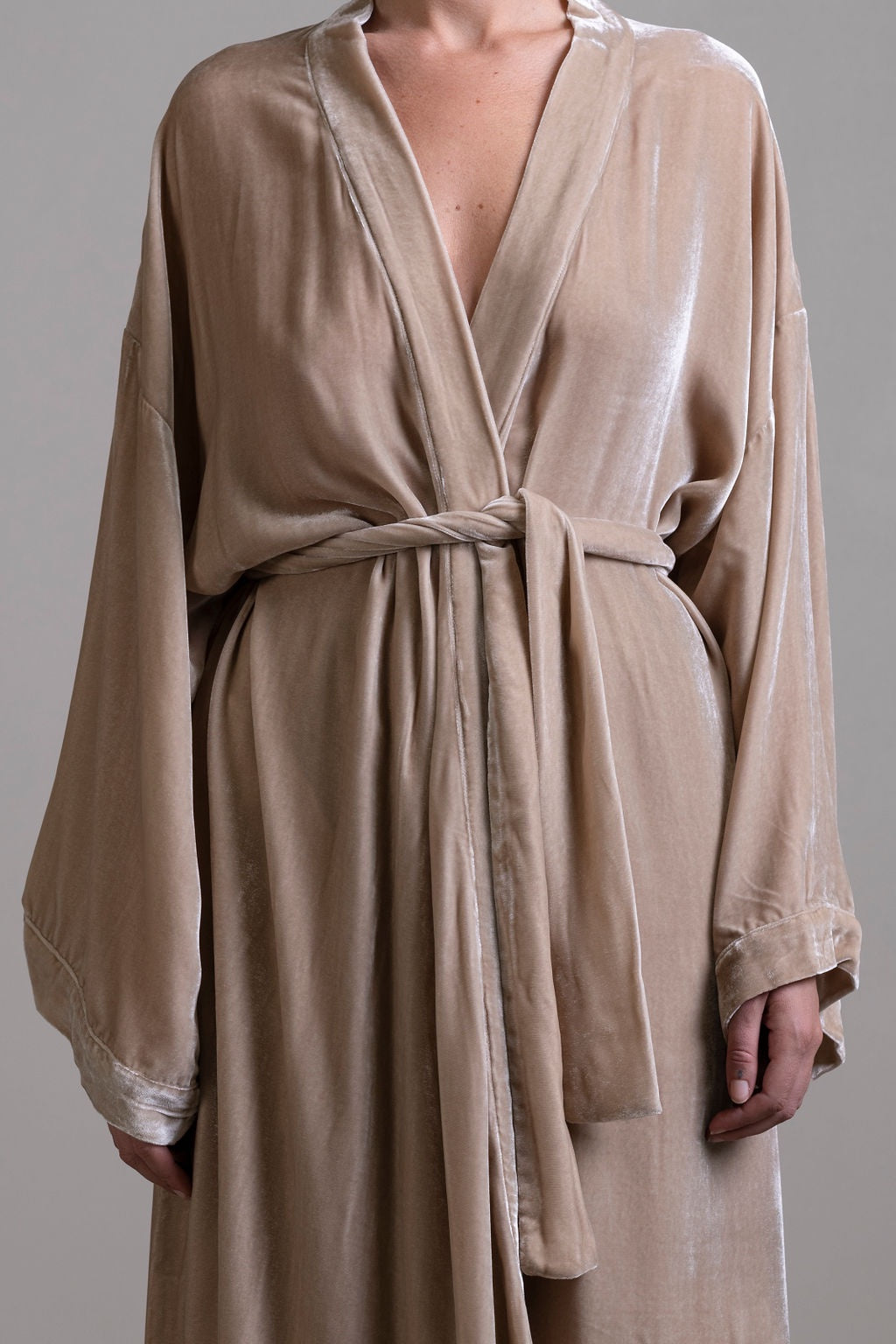 Silk Velvet Robe ~ Stone